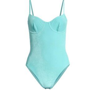 Solid & Striped Taylor Velvet One-Piece Swimsuit Aquamarine